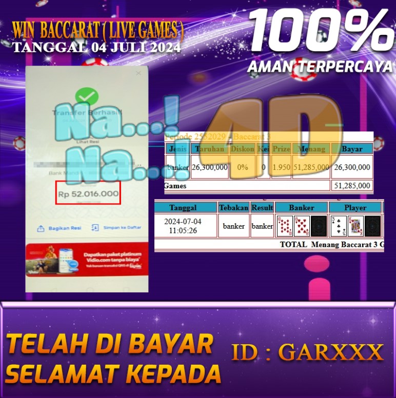 Bukti Pembayaran NANA4D hadiah Games 04 juli 2024