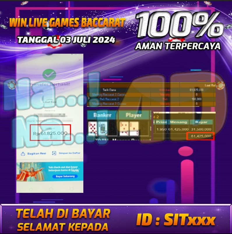 Bukti Pembayaran NANA4D hadiah Games 03 juli 2024