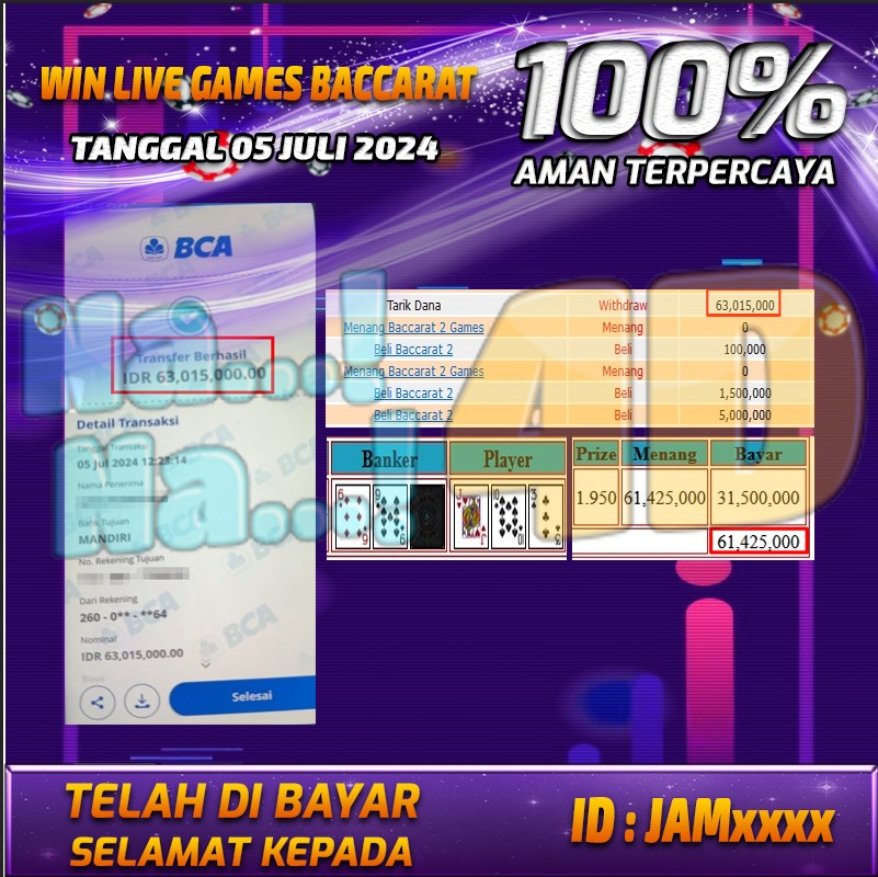 Bukti Pembayaran NANA4D hadiah Games 05 juli 2024