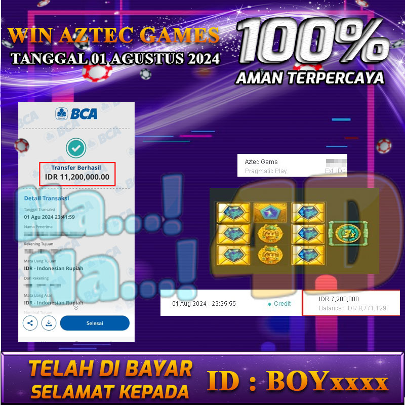 Bukti Pembayaran NANA4D hadiah Games 01 Agustus 2024